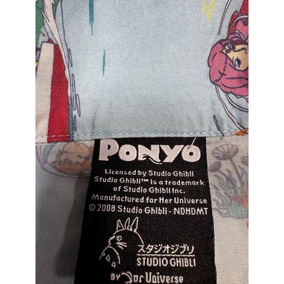 Studio Ghibli PONYO Licensed Button Up Shirt Lyocell Sky Blue Womens Large - Picture 2 of 12